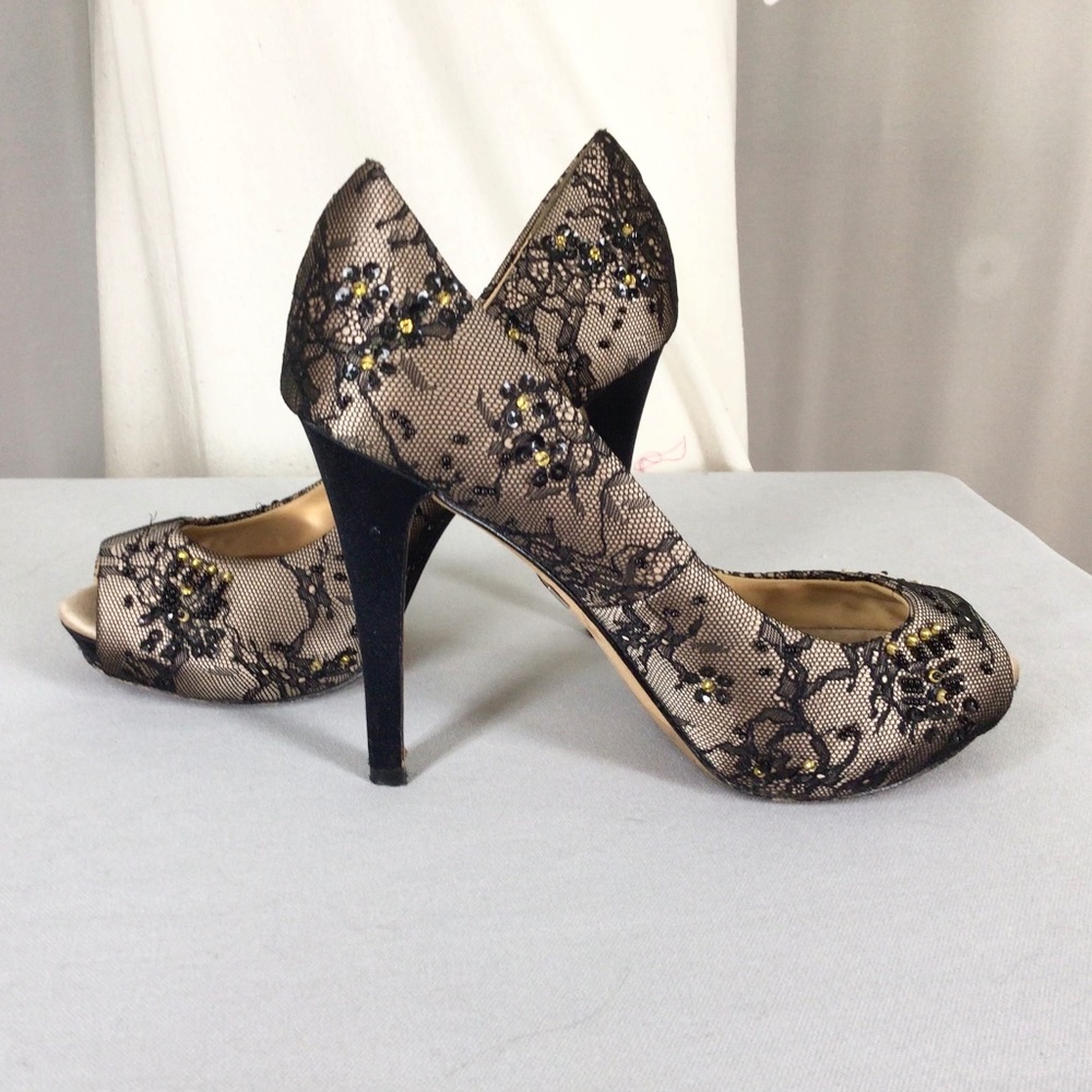 Lace and satin stiletto heels Badgley Mischka